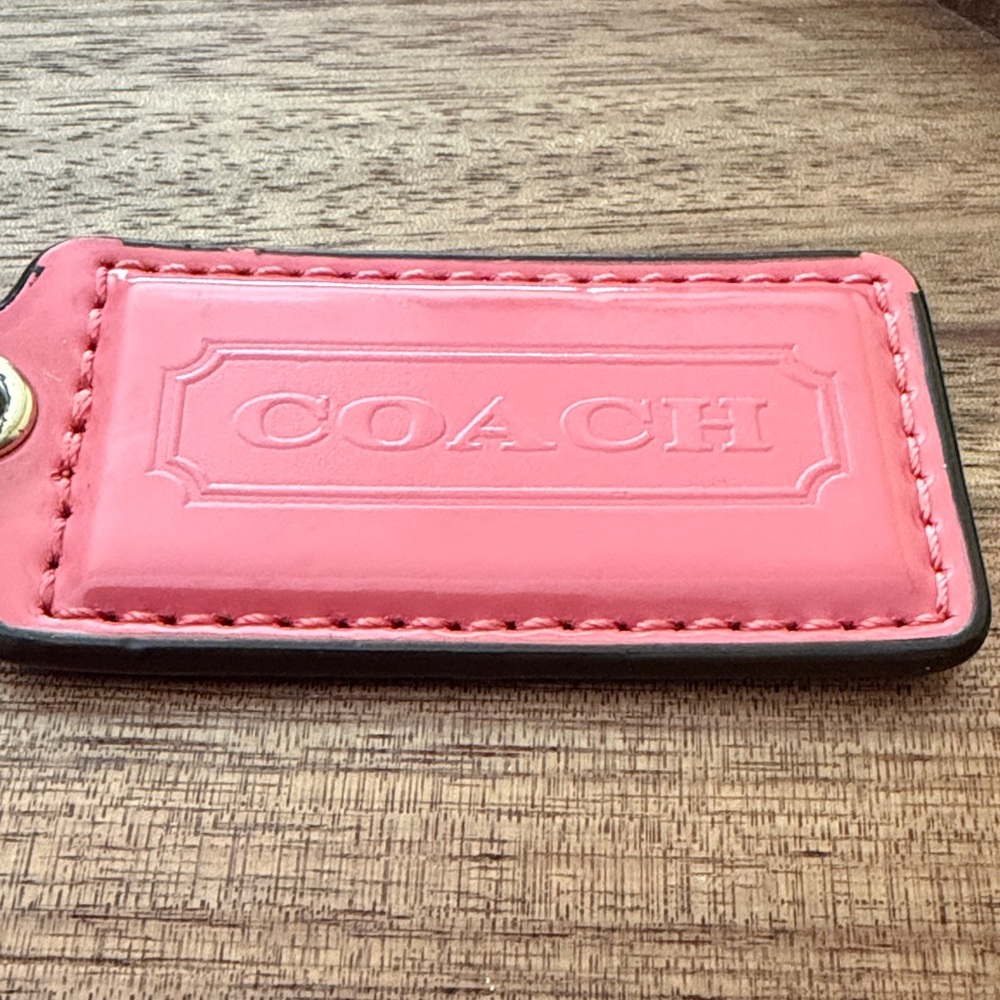 Coach Coral Leather Tag Keychain - Picture 2 of 7